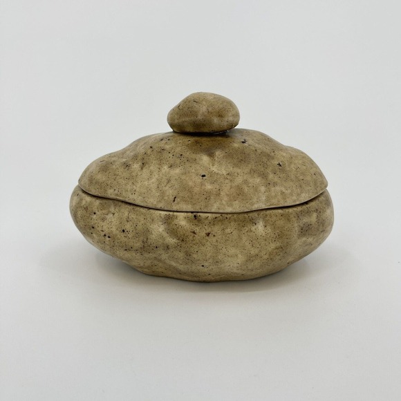 Vintage Ceramic Baked Potato Dish Lidded Sour Cream Condiment Holder ***No Spoon - Picture 2 of 4